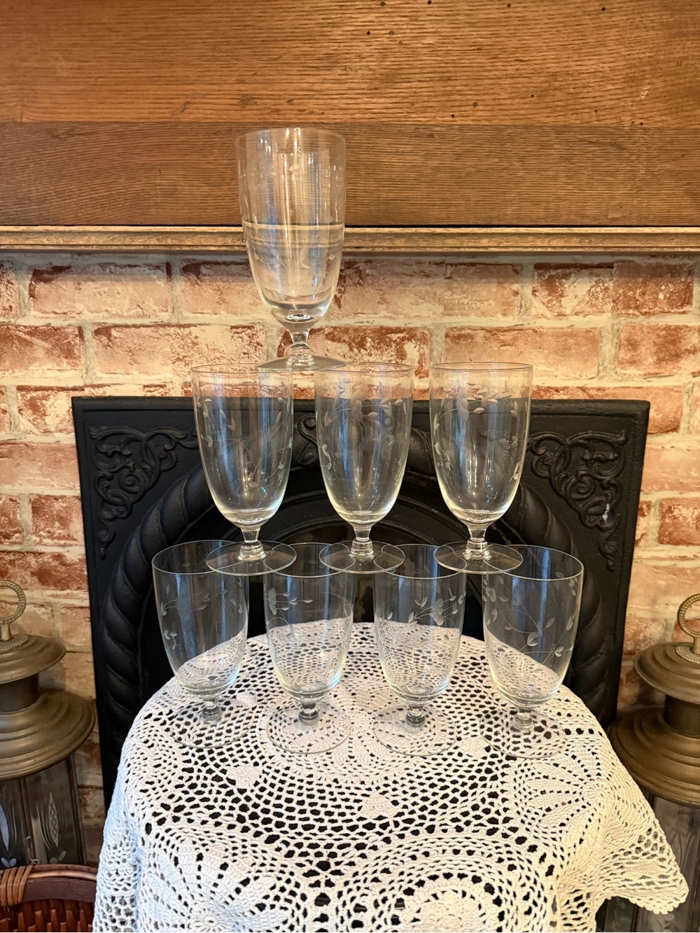 Vtg Princess House Heritage Footed Iced Tea Water Goblets Glasses Set of 8